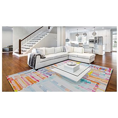 Linon Motif Faux Rabbit Rug Swatch Pink