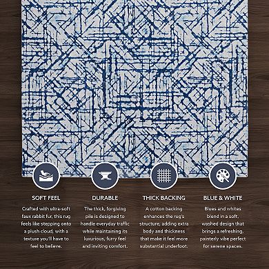 Linon Motif Faux Rabbit Rug Ingrain