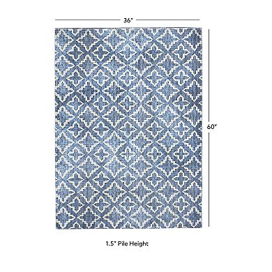 Linon Motif Faux Rabbit Rug Linear