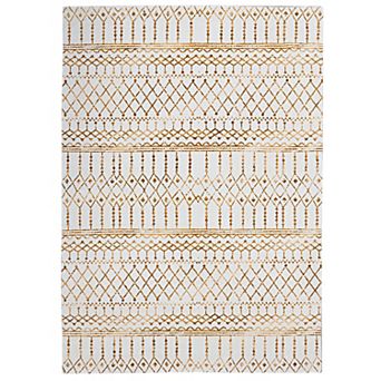 Linon Motif Faux Rabbit Rug Minear