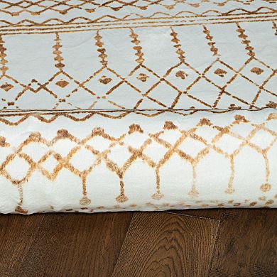 Linon Motif Faux Rabbit Rug Minear