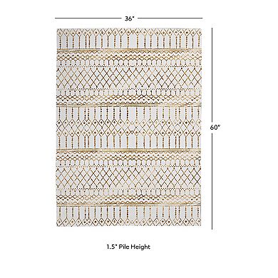 Linon Motif Faux Rabbit Rug Minear