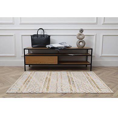 Linon Motif Faux Rabbit Rug Minear