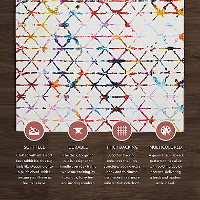 Linon Motif Faux Rabbit Rug Felix