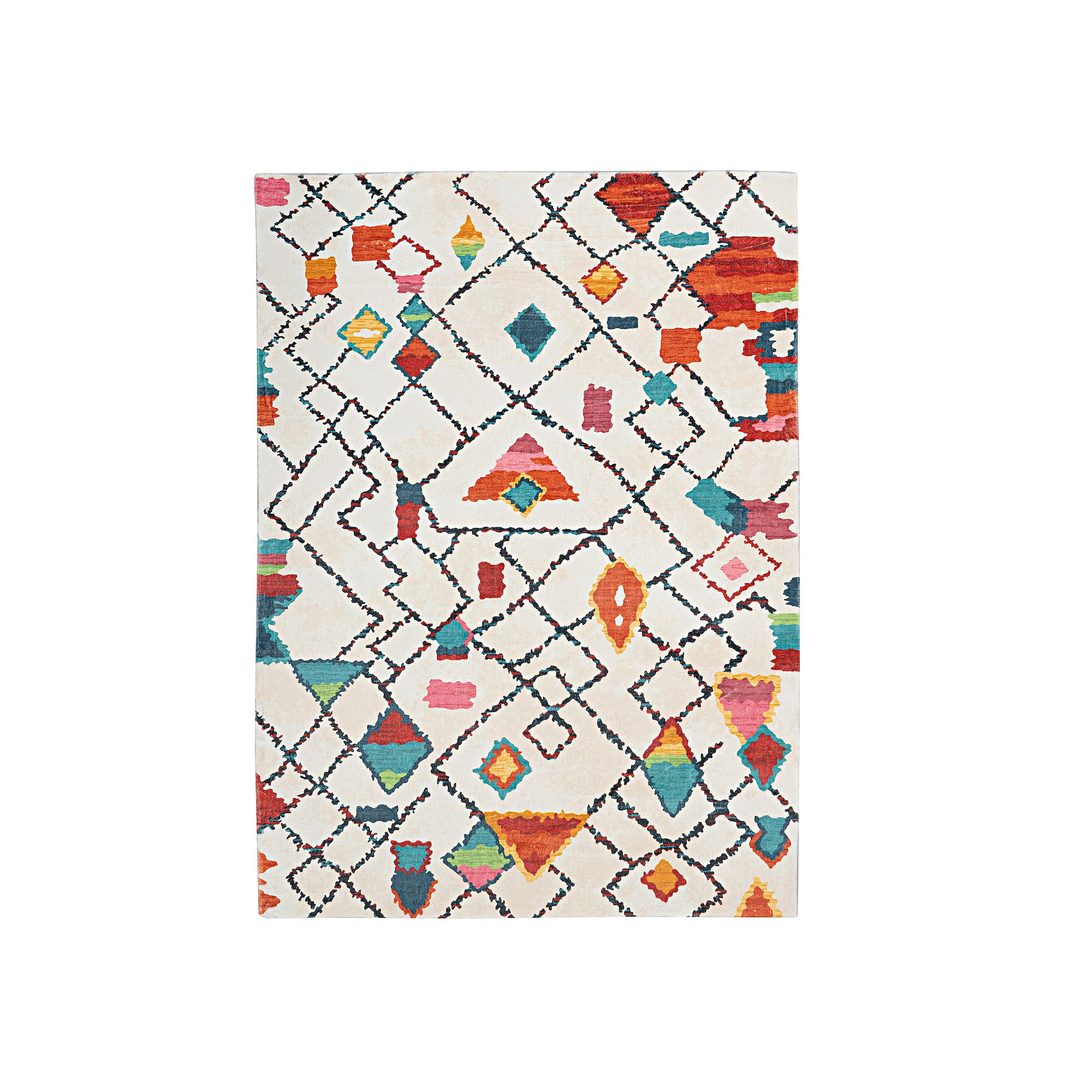 Linon Motif Faux Rabbit Rug Roboto, Multicolor Roboto