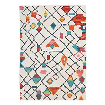 Linon Motif Faux Rabbit Rug Roboto