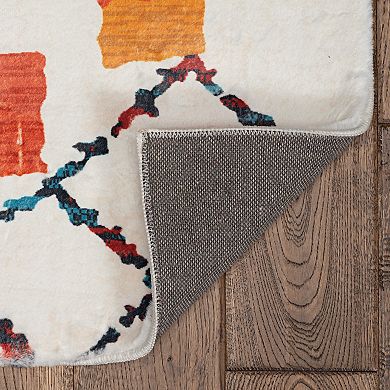 Linon Motif Faux Rabbit Rug Roboto