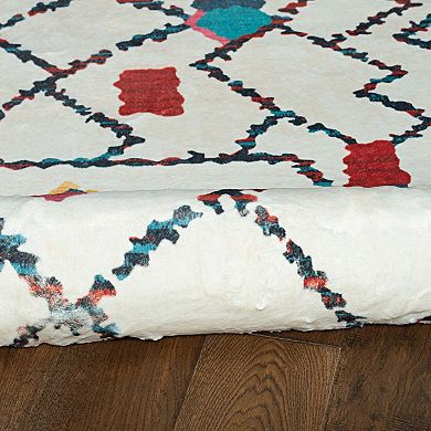 Linon Motif Faux Rabbit Rug Roboto