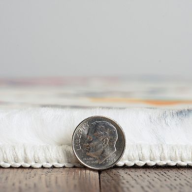 Linon Motif Faux Rabbit Rug Roboto