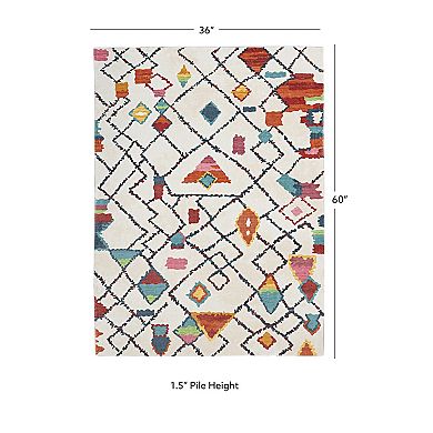 Linon Motif Faux Rabbit Rug Roboto