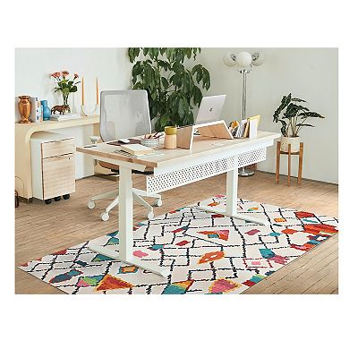Linon Motif Faux Rabbit Rug Roboto