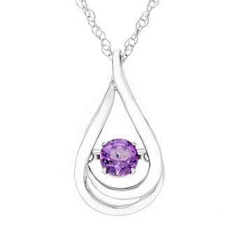 Boston Bay Diamonds Sterling Silver Brilliance-in-Motion Genuine Amethyst Teardrop Pendant Necklace