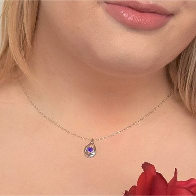 Boston Bay Diamonds Sterling Silver Brilliance-in-Motion Genuine Amethyst Teardrop Pendant Necklace