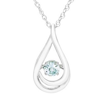 Boston Bay Diamonds Sterling Silver Brilliance-in-Motion Aquamarine Teardrop Pendant Necklace