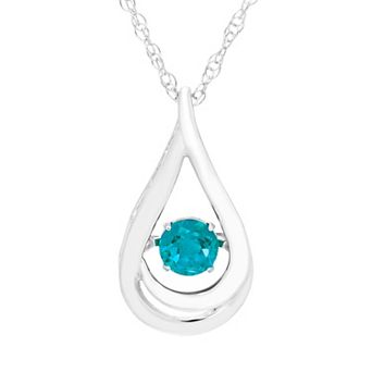Boston Bay Diamonds Sterling Silver Brilliance-in-Motion Blue Topaz Teardrop Pendant Necklace