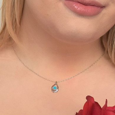 Boston Bay Diamonds Sterling Silver Brilliance-in-Motion Blue Topaz Teardrop Pendant Necklace