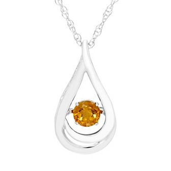 Boston Bay Diamonds Brilliance in Motion Sterling Silver Citrine Teardrop Pendant Necklace