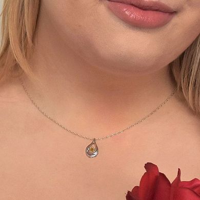 Boston Bay Diamonds Brilliance in Motion Sterling Silver Citrine Teardrop Pendant Necklace