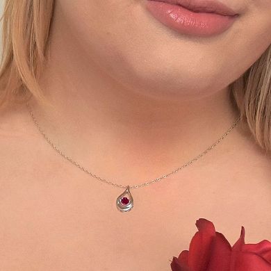 Boston Bay Diamonds Brilliance in Motion Sterling Silver Lab-Created Ruby Teardrop Pendant Necklace