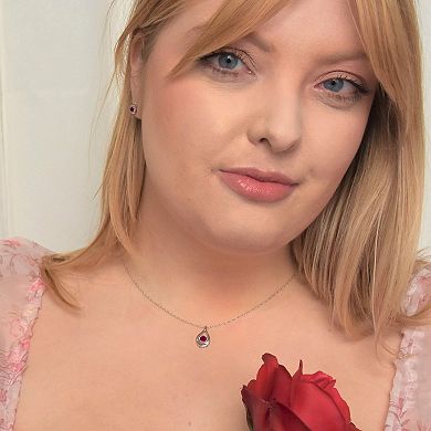 Boston Bay Diamonds Brilliance in Motion Sterling Silver Lab-Created Ruby Teardrop Pendant Necklace