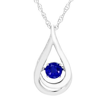Boston Bay Diamonds Brilliance in Motion Sterling Silver Lab-Created Sapphire Teardrop Pendant Necklace