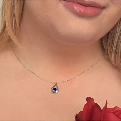 Boston Bay Diamonds Brilliance in Motion Sterling Silver Lab-Created Sapphire Teardrop Pendant Necklace