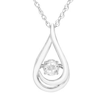 Boston Bay Diamonds Brilliance in Motion Sterling Silver Lab-Created White Sapphire Teardrop Pendant Necklace