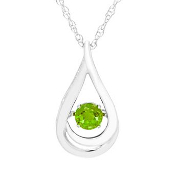 Boston Bay Diamonds Brilliance in Motion Sterling Silver Peridot Teardrop Pendant Necklace