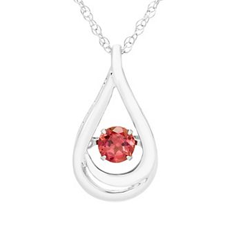 Boston Bay Diamonds Brilliance in Motion Sterling Silver Pink Tourmaline Teardrop Pendant Necklace