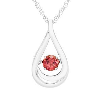 Boston Bay Diamonds Brilliance in Motion Sterling Silver Pink Tourmaline Teardrop Pendant Necklace