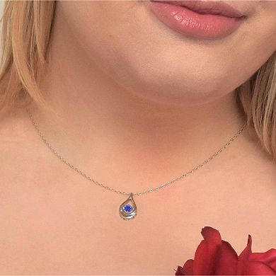 Boston Bay Diamonds Brilliance in Motion Sterling Silver Tanzanite Teardrop Pendant Necklace