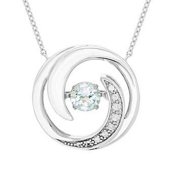 Boston Bay Diamonds Brilliance in Motion Sterling Silver Aquamarine & Diamond Accent Swirl Necklace