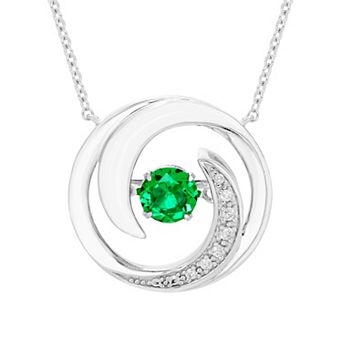 Boston Bay Diamonds Brilliance in Motion Sterling Silver Lab-Created Emerald & Diamond Accent Swirl Necklace