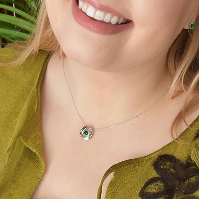 Boston Bay Diamonds Brilliance in Motion Sterling Silver Lab-Created Emerald & Diamond Accent Swirl Necklace