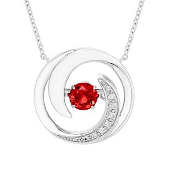 Boston Bay Diamonds Brilliance in Motion Sterling Silver Lab-Created Ruby & Diamond Accent Swirl Necklace