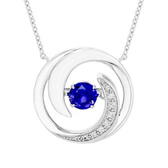 Boston Bay Diamonds Brilliance in Motion Sterling Silver Lab-Created Sapphire & Diamond Accent Swirl Necklace
