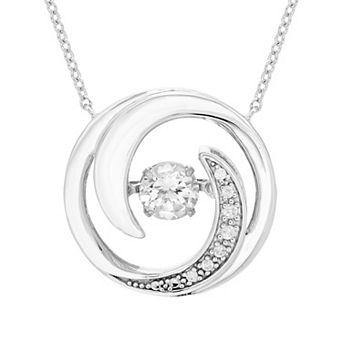 Boston Bay Diamonds Brilliance in Motion Sterling Silver Lab-Created White Sapphire & Diamond Accent Swirl Necklace
