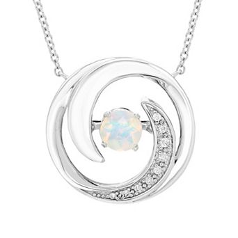 Boston Bay Diamonds Brilliance in Motion Sterling Silver White Opal & Diamond Accent Swirl Necklace