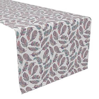 Table Runner, 100% Polyester, 12x72", Patterned Feathers