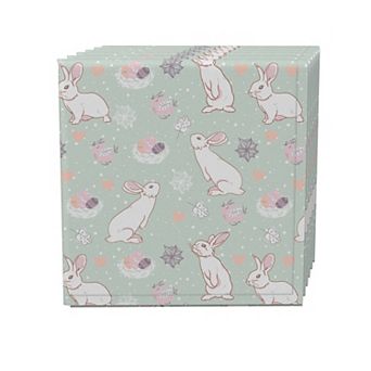 Napkin Set, 100% Polyester, Set of 4, 18x18", Springtime Easter