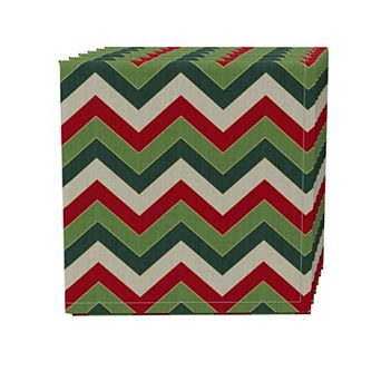 Napkin Set of 4, 100% Cotton, 20x20", Holiday Chevron