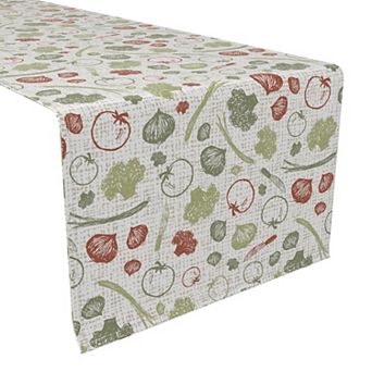 Table Runner, 100% Cotton, 16x90", Veggie Sketch