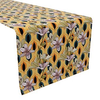 Table Runner, 100% Cotton, 16x108", Floral 97