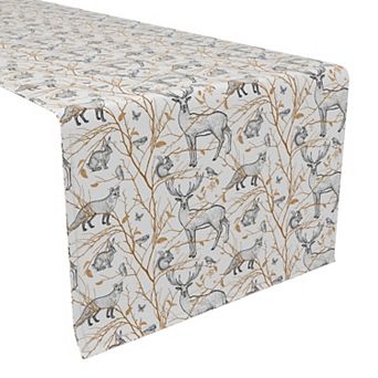 Table Runner, 100% Polyester, 12x72", Woodland Wildlife