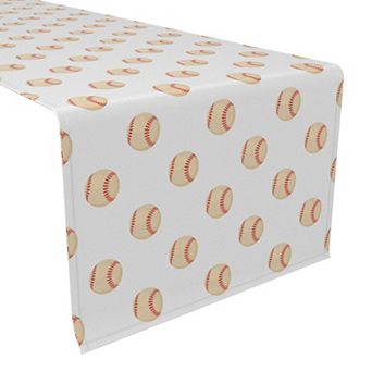 Table Runner, 100% Cotton, 16x108", Baseballs