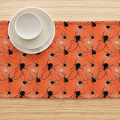 Table Runner, 100% Polyester, 12x72", Halloween Spiders Web