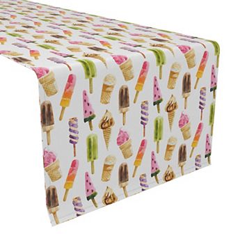Table Runner, 100% Cotton, 16x72", Summer Ice Cream