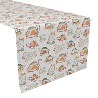 Table Runner, 100% Cotton, 16x72", Doodle Turtles