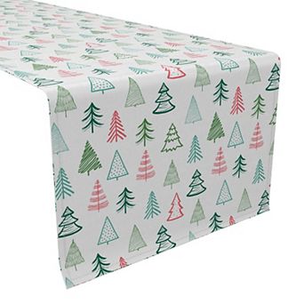 Table Runner, 100% Cotton, 16x108", Fir Tree Doodles