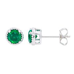 Sterling Silver Nora Emerald Cubic Zirconia Stud Earrings – Sterling Forever